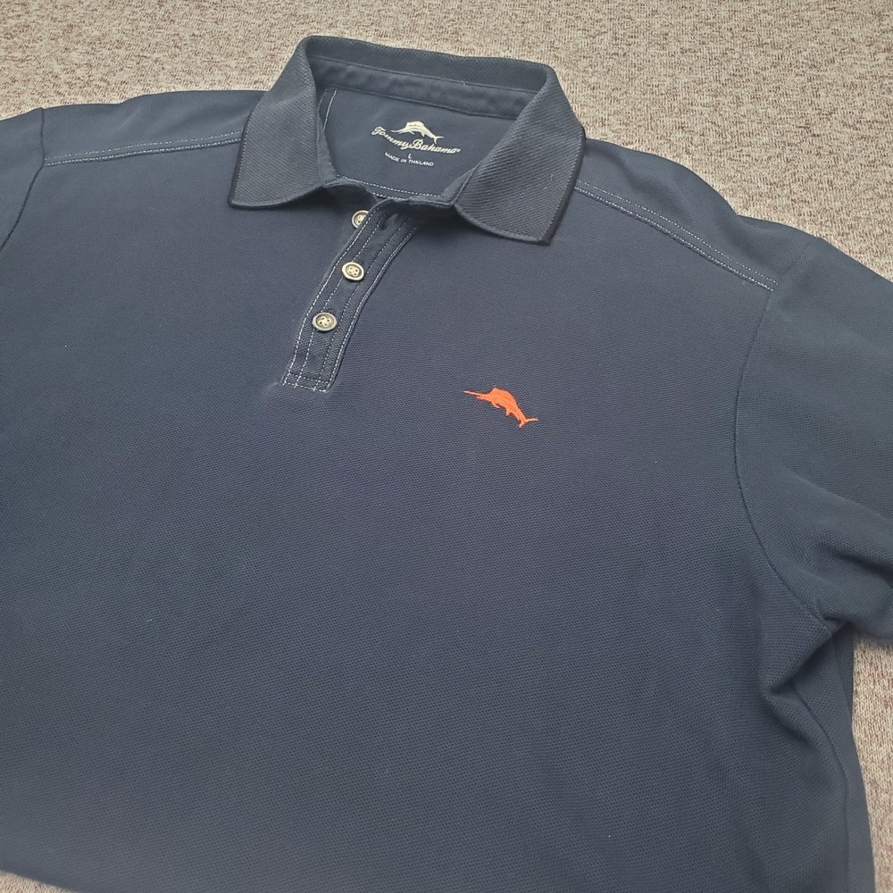 Tommy Bahama IslandZone Supima Cotton Polo Shirt Navy Blue Men's Large Marlin